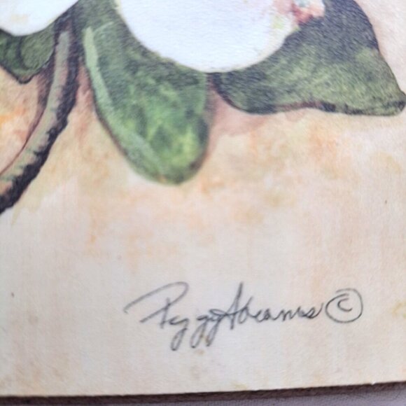 Set of 4 Floral Watercolor Resin Wall Tiles Signed Peggy Abrams - Picture 5 of 10